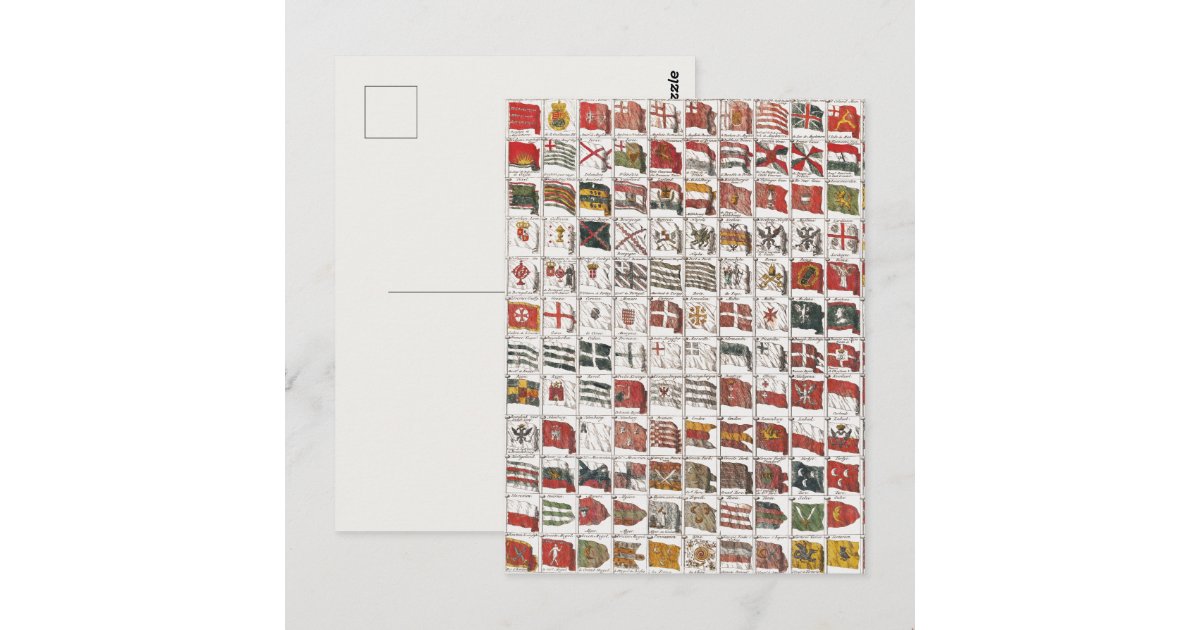 Antique Nautical Flags of the World Poster Postcard | Zazzle