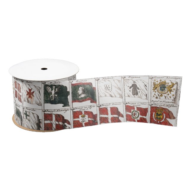 Antique Nautical Flags of the World Poster Satin Ribbon (Spool)