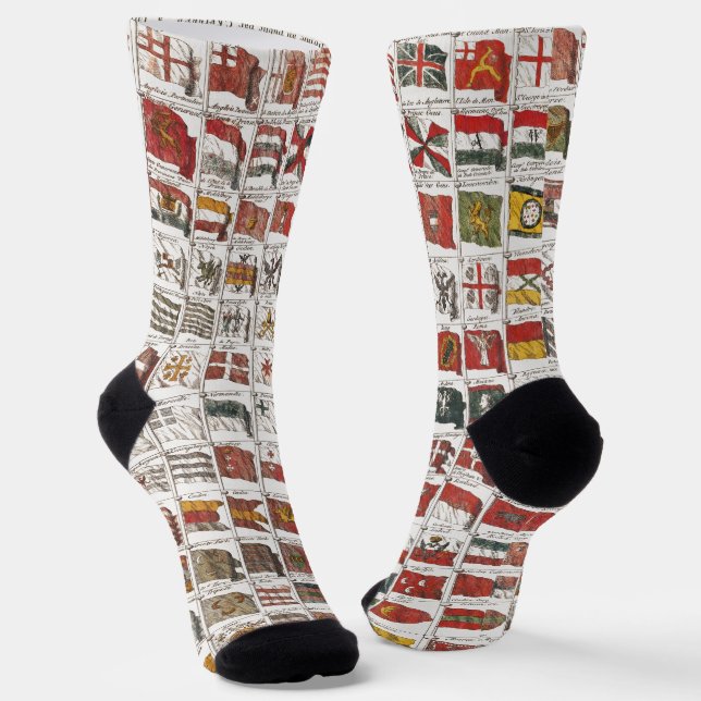 Antique Nautical Flags of the World Poster Socks (Angled)