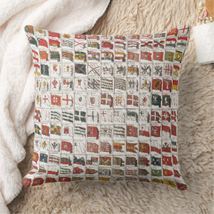 Antique Nautical Flags of the World Poster Throw Pillow