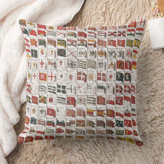Antique Nautical Flags of the World Poster Throw Pillow (Blanket)