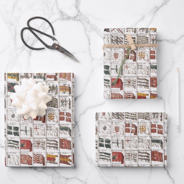 Antique Nautical Flags of the World Poster Wrapping Paper Sheets (Front)