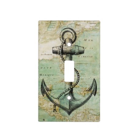 Antique Nautical Map & Anchor Light Switch Cover