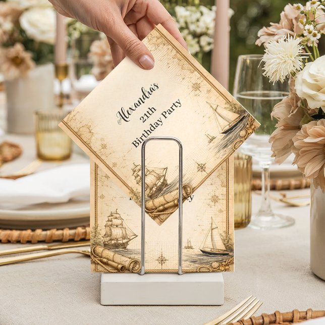 Antique Nautical Map Birthday Napkins (Creator Uploaded)