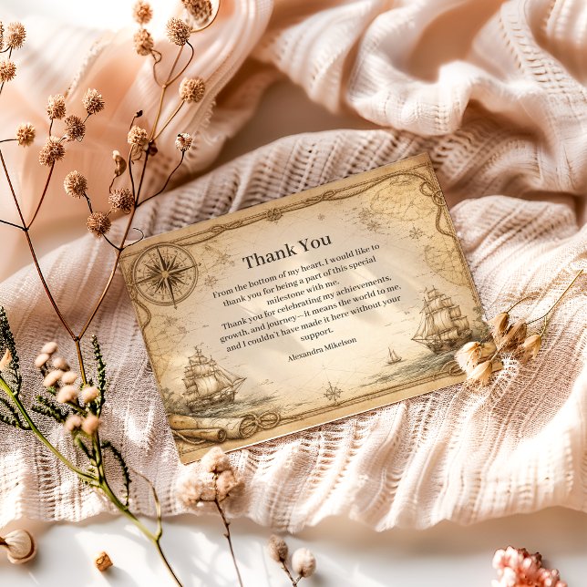 Antique Nautical Map Birthday Thank You Card (Creator Uploaded)