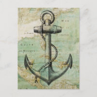 Antique Nautical Map with Anchor
