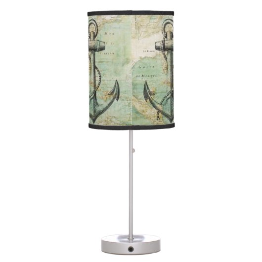 Antique Nautical Map with Anchor Table Lamp (Back)