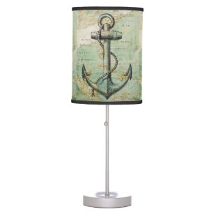 Antique Nautical Map with Anchor Table Lamp