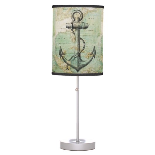 Antique Nautical Map with Anchor Table Lamp (Front)