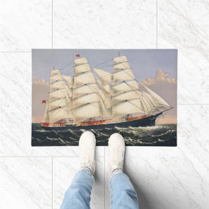 Antique Nautical Sailing Ship Currier & Ives Doormat