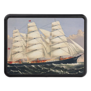 Antique Nautical Sailing Ship Currier & Ives Hitch Cover