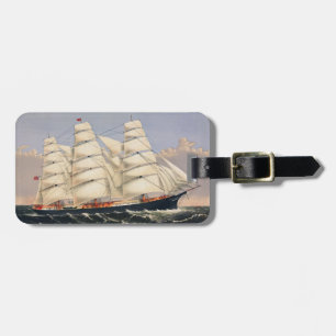 Antique Nautical Sailing Ship Currier & Ives Luggage Tag