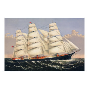 Antique Nautical Sailing Ship Currier & Ives Poster