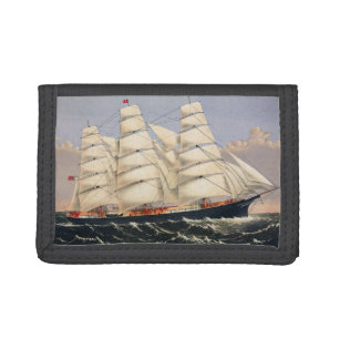 Antique Nautical Sailing Ship Currier & Ives Tri-fold Wallet