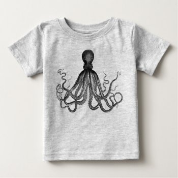 Antique Nautical Steampunk Octopus Vintage Kraken Baby T-shirt by iBella at Zazzle