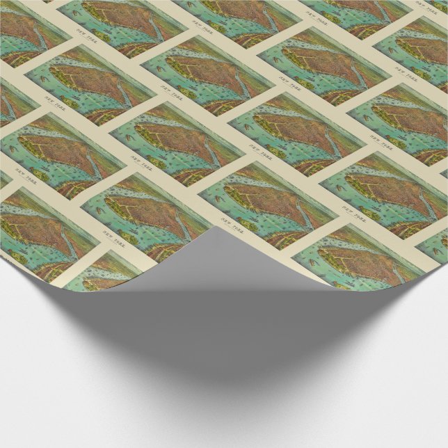 Antique New York City Bird's Eye View Map Wrapping Paper (Corner)
