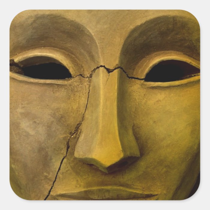 Antique Noh Mask Square Sticker