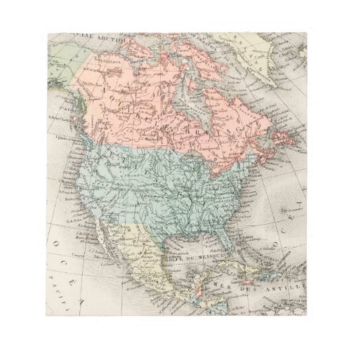 Antique North America Map Notepad
