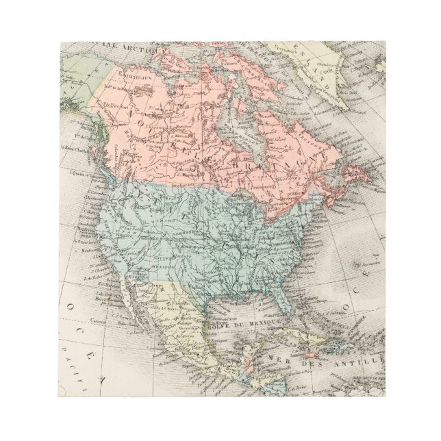 Antique North America Map Notepad (Front)