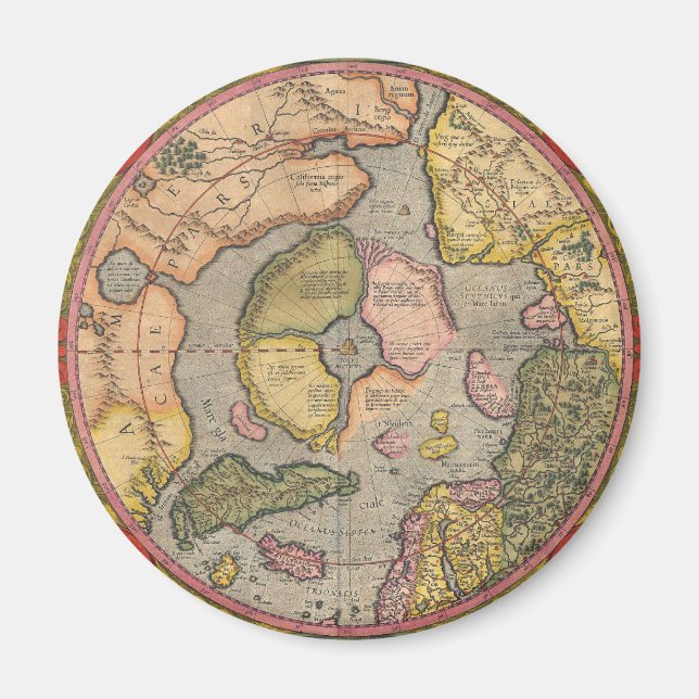 Antique North Pole Map Magnet (Front)