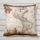 Antique North South America Map New World Vintage Throw Pillow Antique North South America Map New World Vintage Throw Pillow