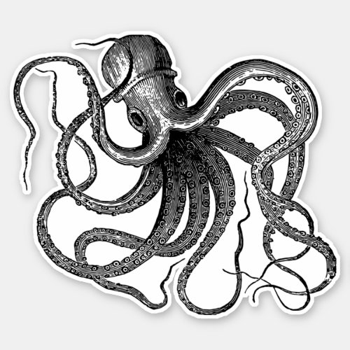 Antique Octopus Swimming Sticker