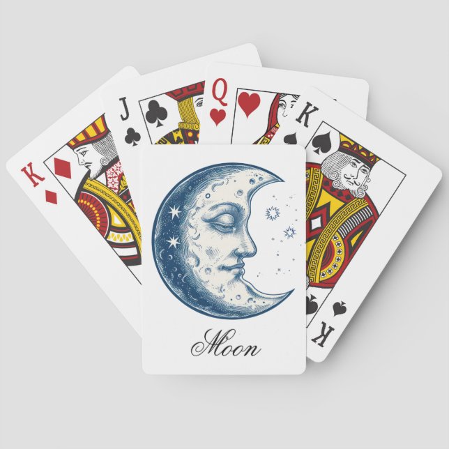 Antique of moon drawing  poker cards (Back)