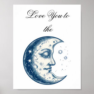 Antique of moon drawing poster