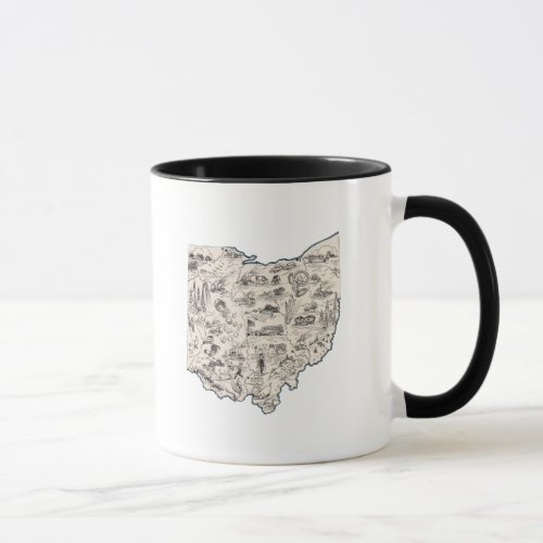 Antique Ohio Shaped Vintage Picture Map Mug