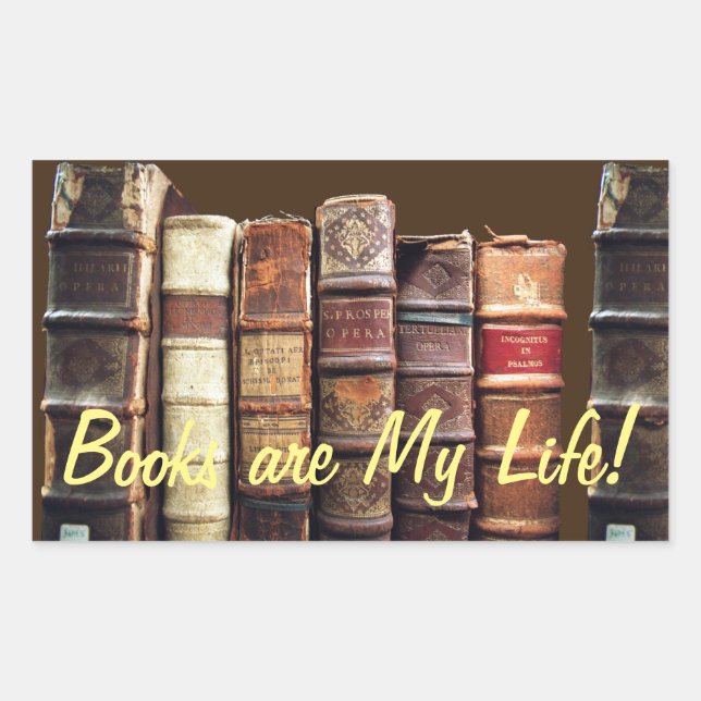Antique Old Books Vintage Tomes Gift Rectangular Sticker (Front)