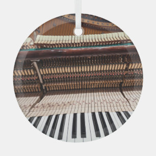 Antique Old Concert Piano Photo Glass Ornament