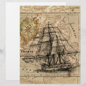 Antique Old General France Map & Ship (Front/Back)