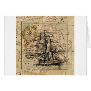 Antique Old General France Map & Ship