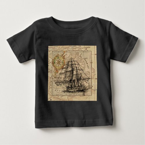 Antique Old General France Map  Ship Baby T_Shirt