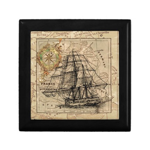 Antique Old General France Map  Ship Gift Box