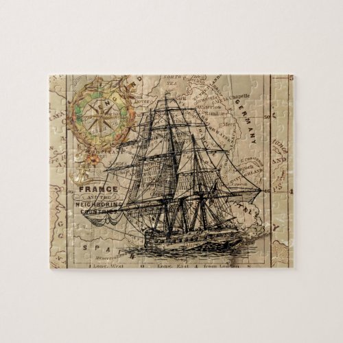 Antique Old General France Map  Ship Jigsaw Puzzle