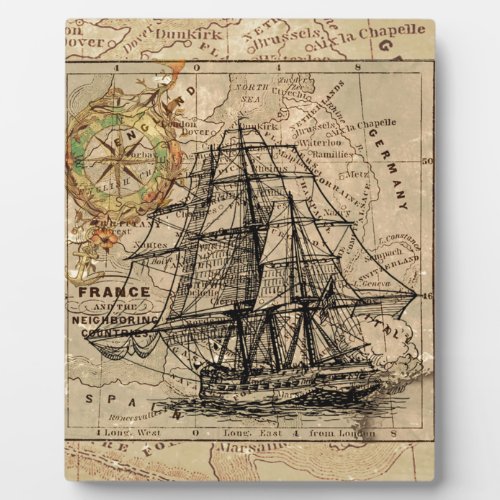 Antique Old General France Map  Ship Plaque