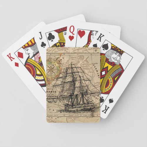 Antique Old General France Map  Ship Poker Cards