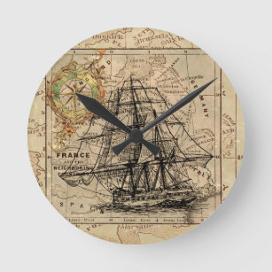 Vintage Ship Wheel Brass Porthole Clock From Art Temple
