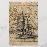 Antique Old General France Map & Ship