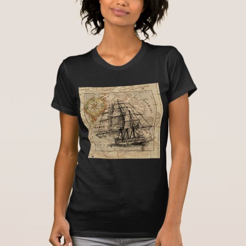 Antique Old General France Map  Ship T_Shirt