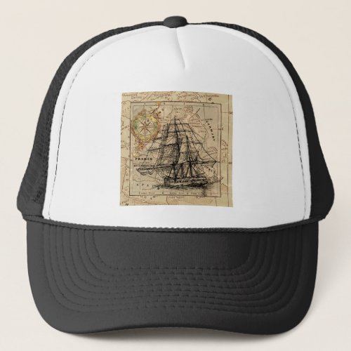 Antique Old General France Map  Ship Trucker Hat