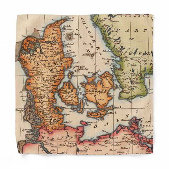 Antique Old Map Inspired (10) Bandana (Front)