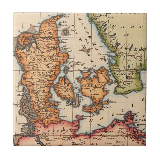 Antique Old Map Inspired (10) Ceramic Tile (Front)