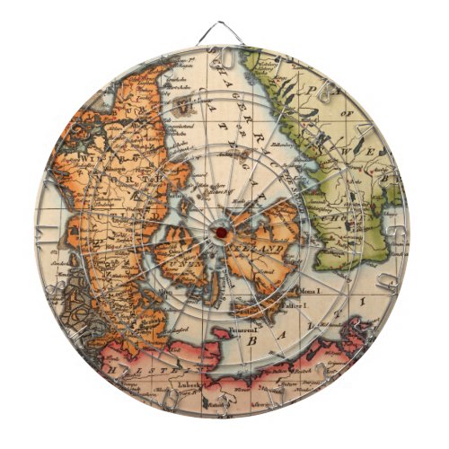 Antique Old Map Inspired 10 Dart Board