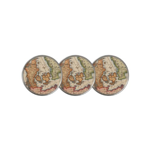 Antique Old Map Inspired 10 Golf Ball Marker