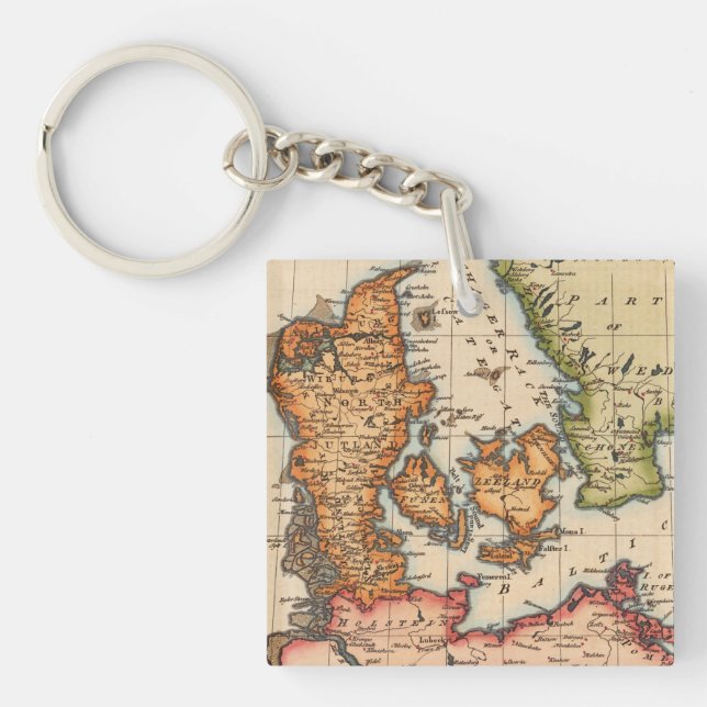 Antique Old Map Inspired (10) Keychain (Front)