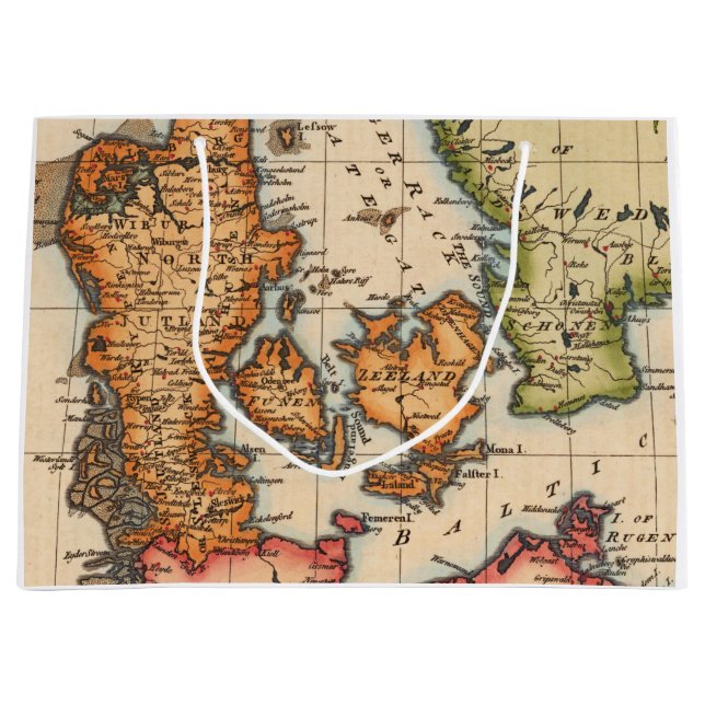 Antique Old Map Inspired (10) Large Gift Bag (Front)