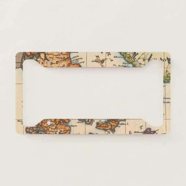Antique Old Map Inspired (10) License Plate Frame (Front)