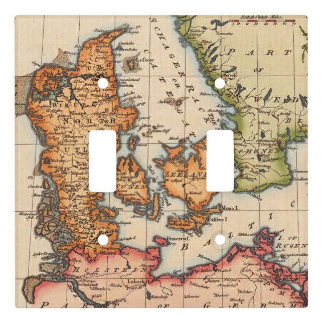 Antique Old Map Inspired (10) Light Switch Cover (Front)